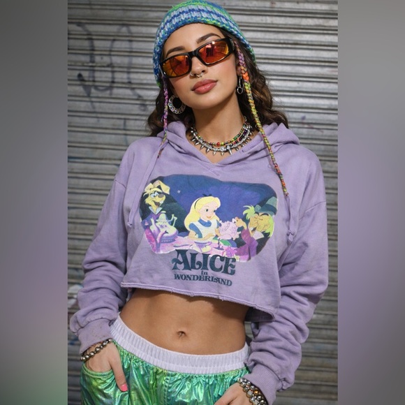 Disney Tops - Disney Light Purple Alice in Wonderland Cropped Hoodie